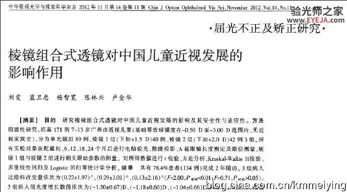 读书《棱镜组合式透镜对中国儿童近视发展的影响作用》 读书《棱镜组合式透镜对中国儿童近视发展的影响作用》