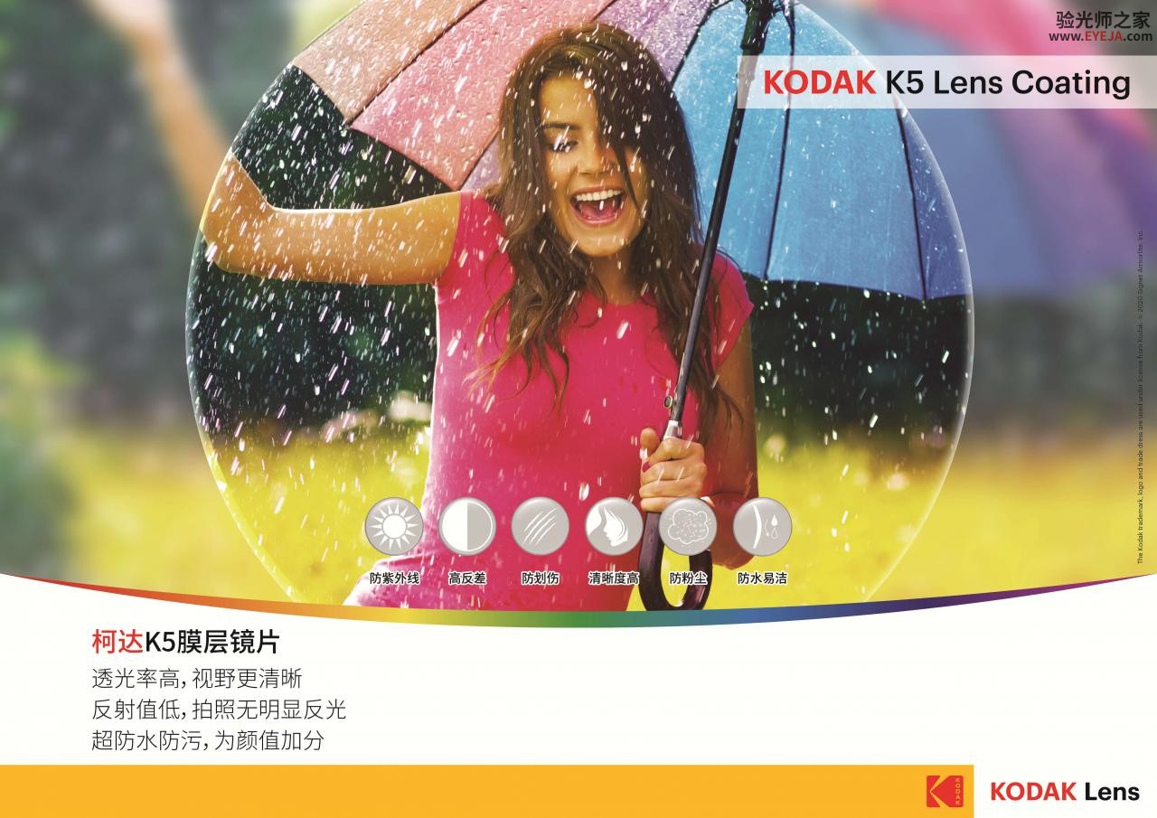 柯达-通用单光清透系列 K5膜层镜片
